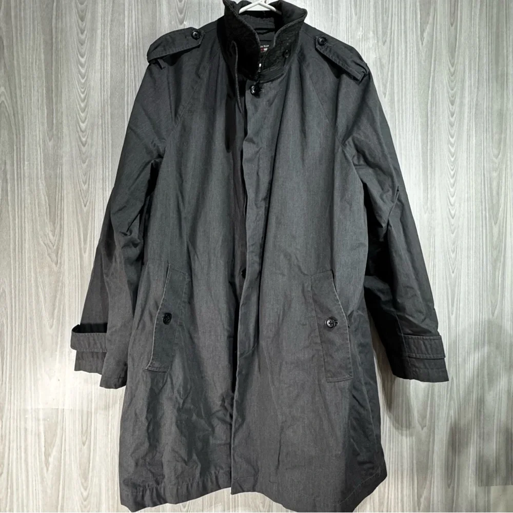 Banana Republic‎ Mad Men Collection Gray Trench Coat Water Resistant Gray Sz XL